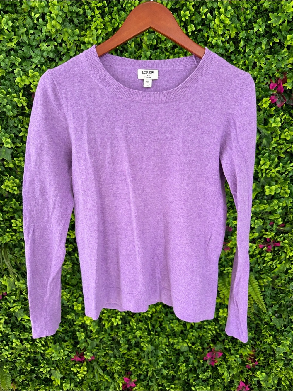 J.Crew Teddie Wool Cotton Blend Sweater XS Lavender Purple Crewneck Knit - Picture 2 of 7